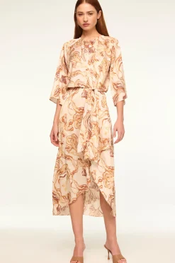 MISA Los Angeles Midi|Dresses>ADINA DRESS Goldenstrawsatin