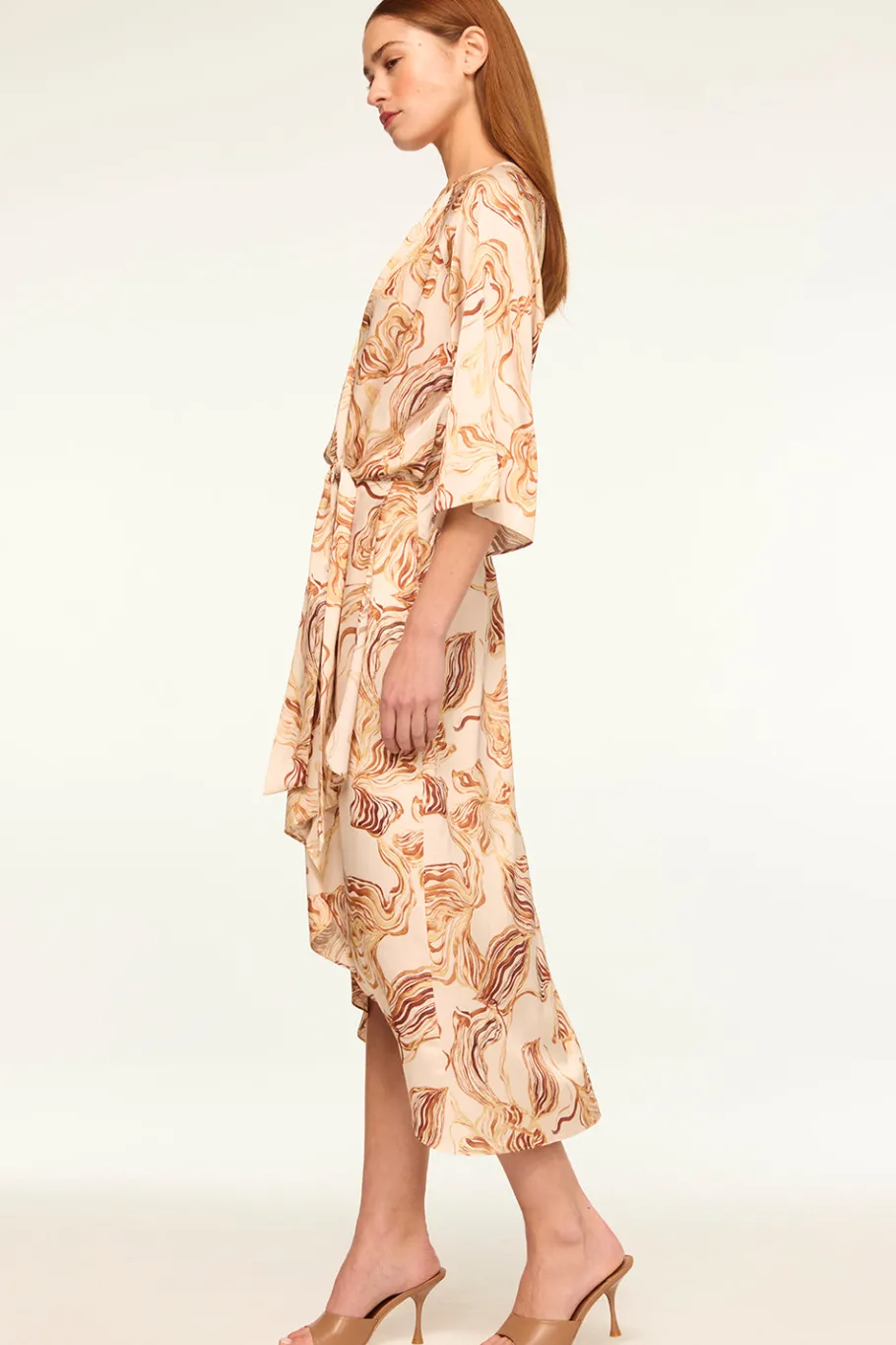 MISA Los Angeles Midi|Dresses>ADINA DRESS Goldenstrawsatin
