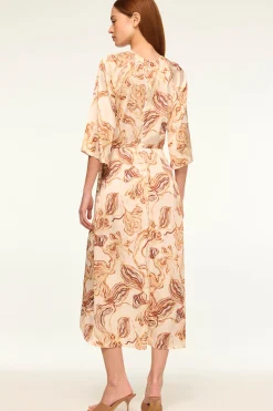 MISA Los Angeles Midi|Dresses>ADINA DRESS Goldenstrawsatin