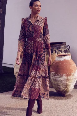 MISA Los Angeles Long-sleeve|Misa Classics>AHREANA DRESS Surrealpatchworkchiffon