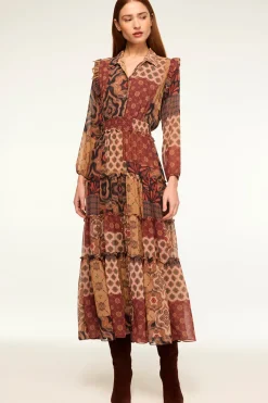 MISA Los Angeles Long-sleeve|Misa Classics>AHREANA DRESS Surrealpatchworkchiffon