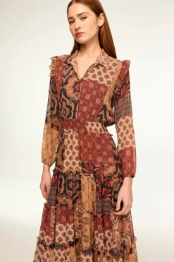 MISA Los Angeles Long-sleeve|Misa Classics>AHREANA DRESS Surrealpatchworkchiffon