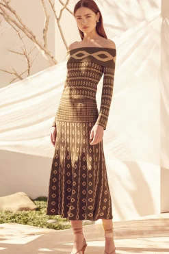 MISA Los Angeles Knits|Matching Sets>ALANI TOP Olivegeostripe
