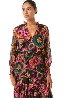 MISA Los Angeles Tops>ALEXIS TOP Floragroovechiffon