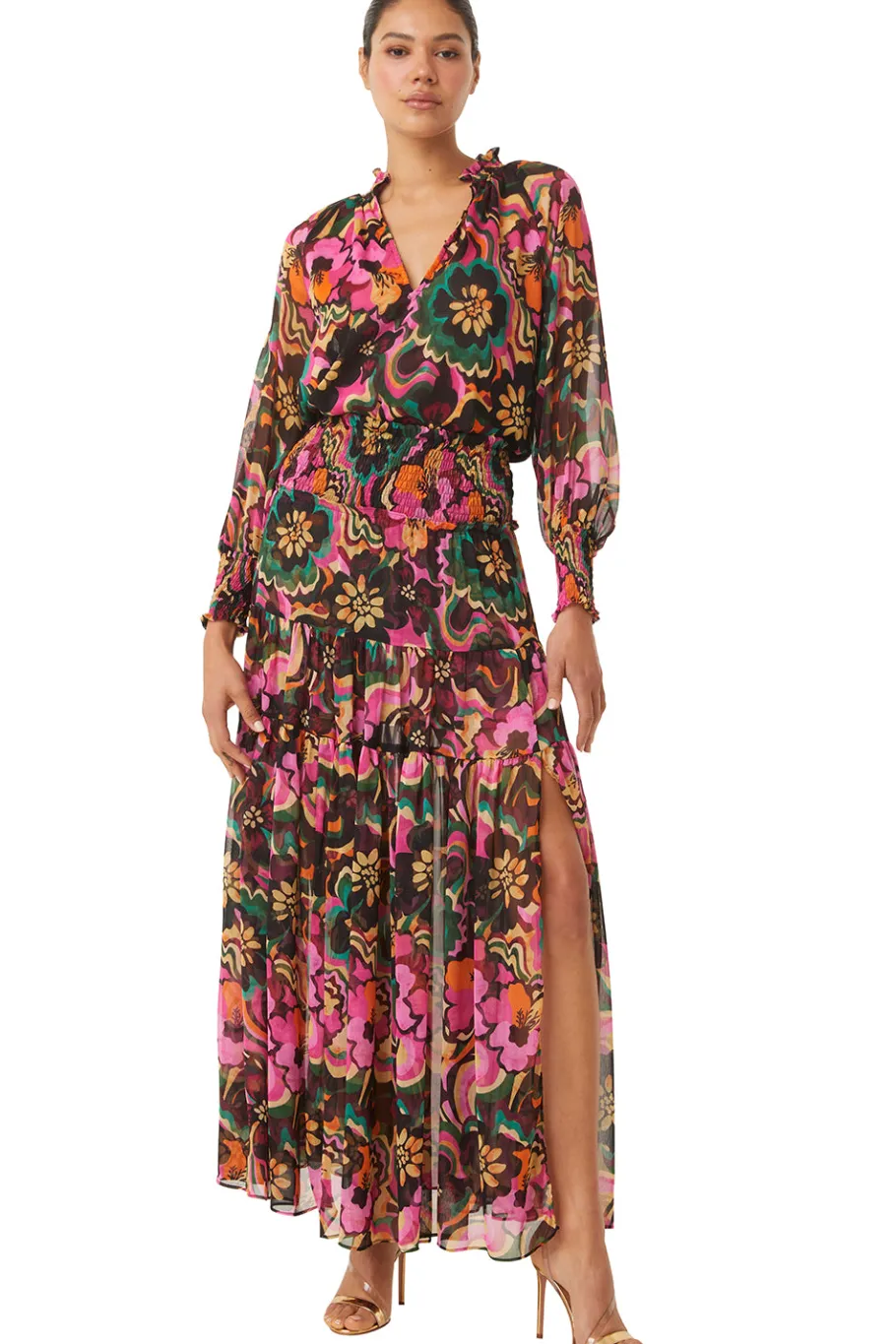 MISA Los Angeles Tops>ALEXIS TOP Floragroovechiffon