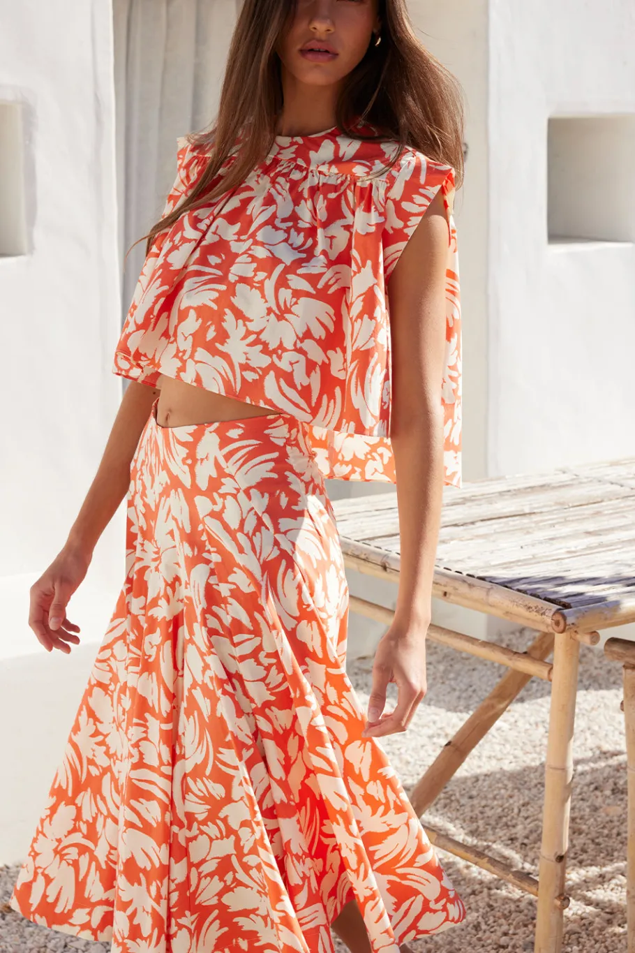 MISA Los Angeles Tops|Matching Sets>ALINA TOP Patmostangerine