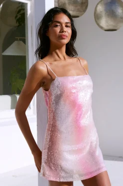 MISA Los Angeles Mini|Dresses>ALINE DRESS Sequinombre
