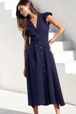 MISA Los Angeles Midi|Dresses>ALMAZ DRESS Navylinen