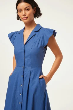 MISA Los Angeles Midi|Dresses>ALMAZ DRESS Bluelinen