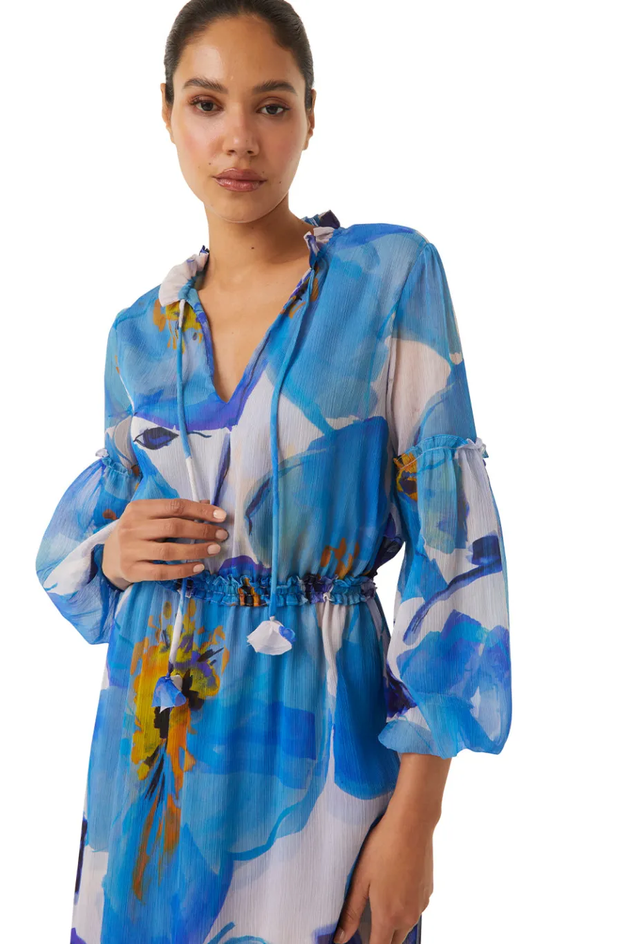 MISA Los Angeles Wedding Guest|Long-sleeve>AMATA DRESS Bluepoppy