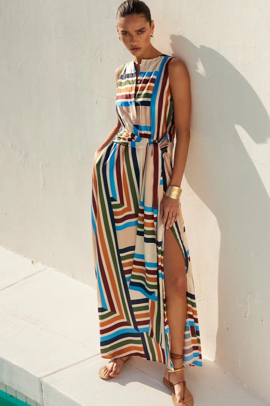 MISA Los Angeles Wedding Guest|Misa Classics>ANABELLA DRESS Sanmiguelstripe
