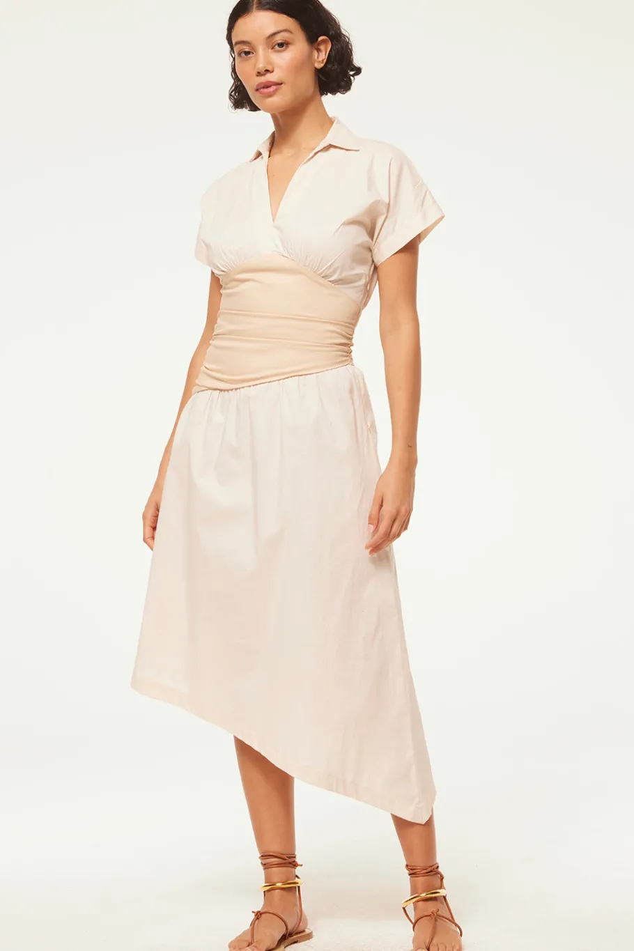 MISA Los Angeles Midi|Dresses>ANTONELLA DRESS Ivorylinenmix