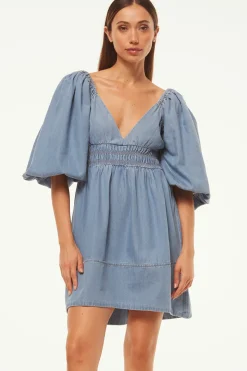 MISA Los Angeles Mini|Dresses>ARYN DRESS Bluechambray