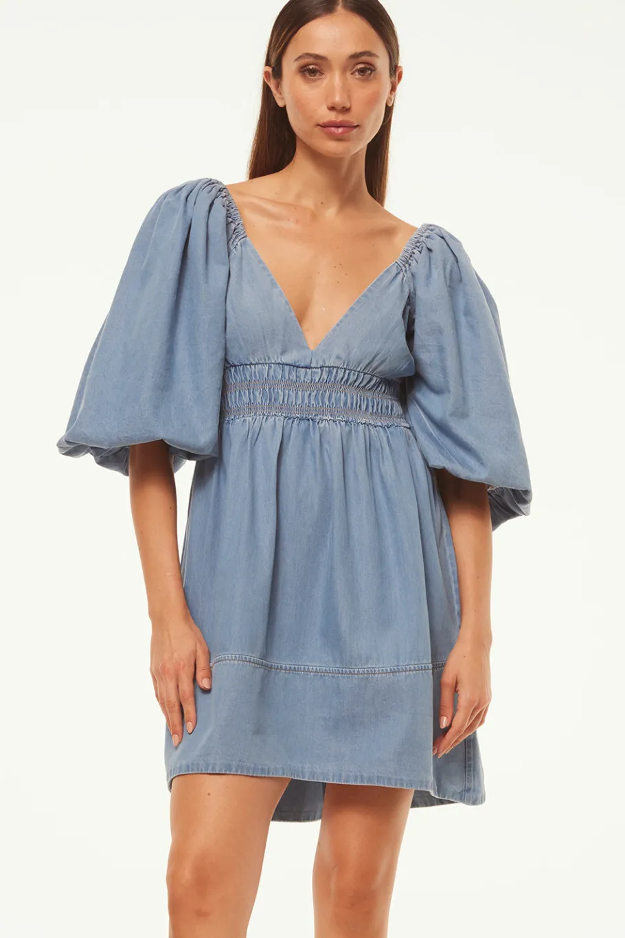 MISA Los Angeles Mini|Dresses>ARYN DRESS Bluechambray