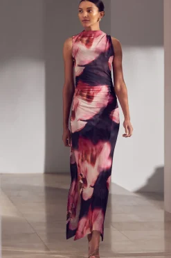 MISA Los Angeles Wedding Guest|Jersey & Mesh>ATHENA DRESS Midnightorchidmesh