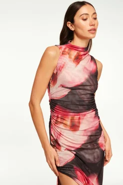 MISA Los Angeles Wedding Guest|Jersey & Mesh>ATHENA DRESS Midnightorchidmesh