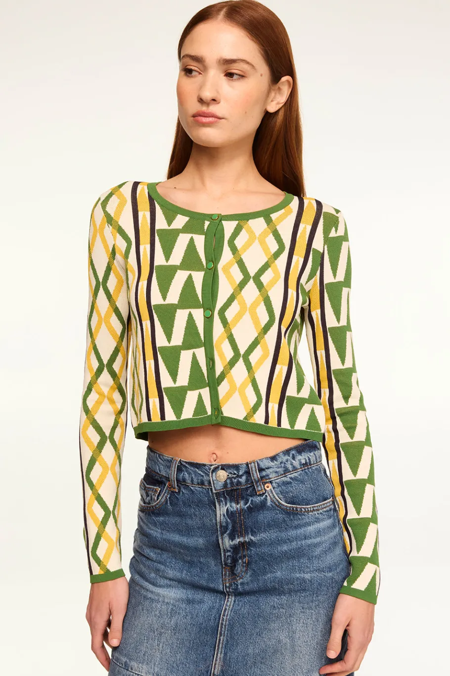 MISA Los Angeles Knits|Matching Sets>BATISTA CARDIGAN Limoncellogeojacquard