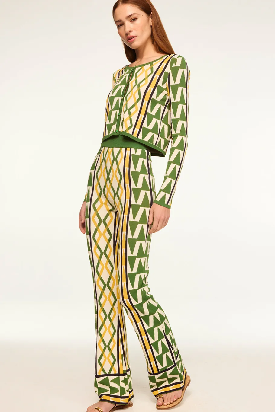 MISA Los Angeles Knits|Matching Sets>BATISTA CARDIGAN Limoncellogeojacquard