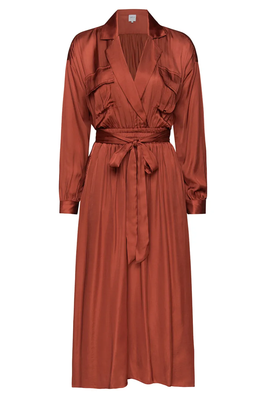 MISA Los Angeles Long-sleeve|Midi>BLAIR DRESS Burntorangesatin