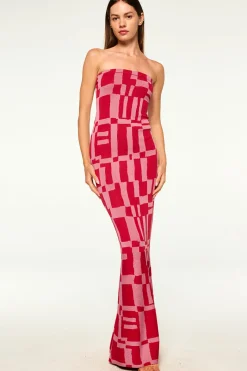 MISA Los Angeles Wedding Guest|Maxi>CANDICE DRESS Pinku0026red