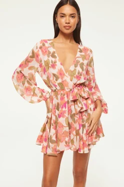 MISA Los Angeles Wedding Guest|Long-sleeve>CARIA DRESS Sonoranflorachiffon