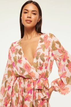 MISA Los Angeles Wedding Guest|Long-sleeve>CARIA DRESS Sonoranflorachiffon