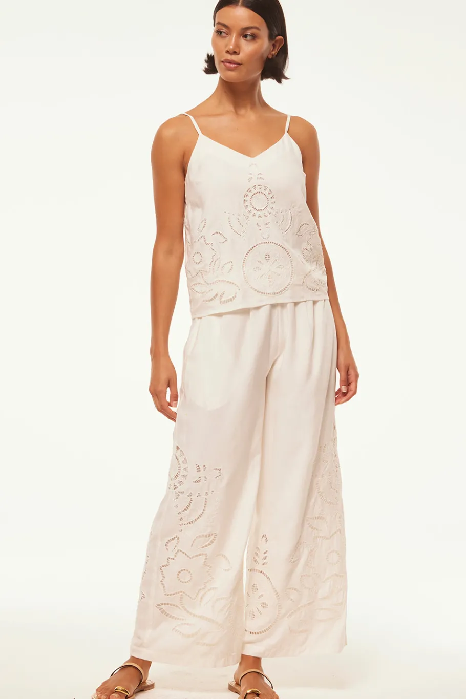 MISA Los Angeles Honeymoon|Classic White>CARLITA PANT Whiteeyelet