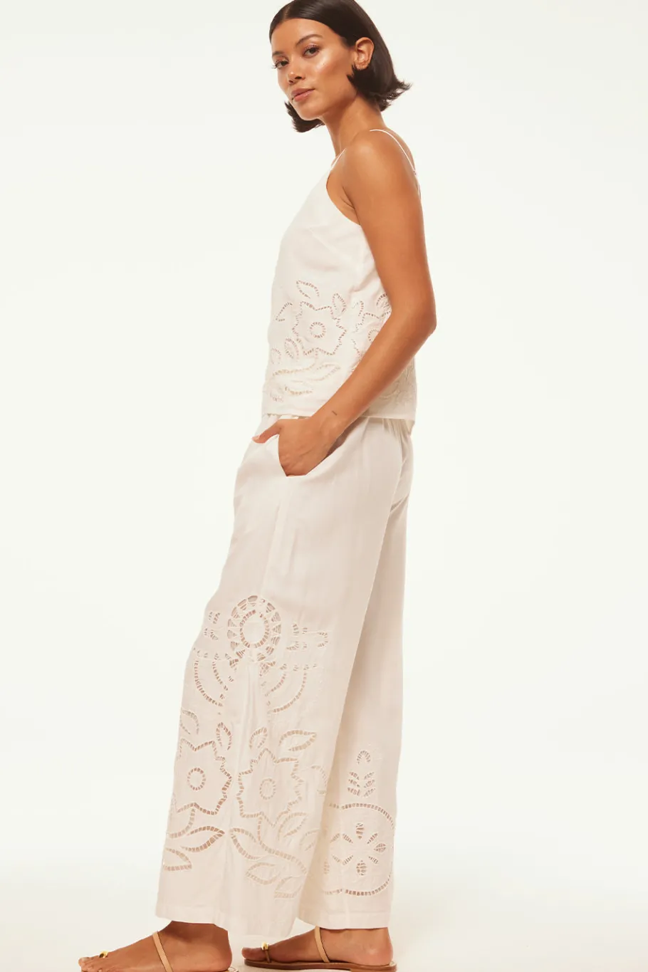 MISA Los Angeles Honeymoon|Classic White>CARLITA PANT Whiteeyelet