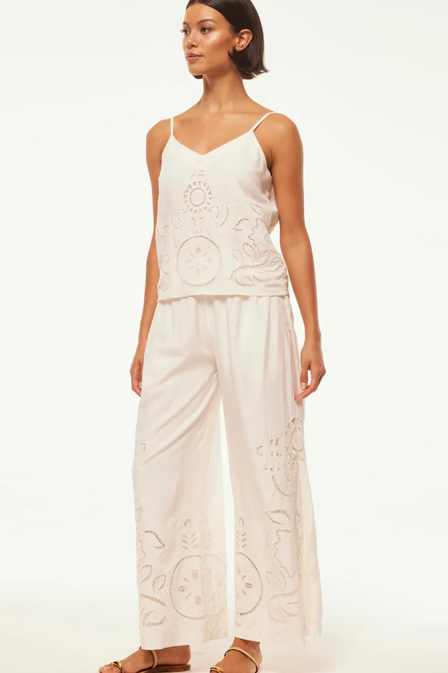MISA Los Angeles Honeymoon|Classic White>CARLITA PANT Whiteeyelet