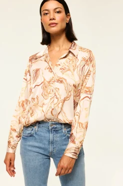MISA Los Angeles Tops>CELINE TOP Goldenstrawsatin