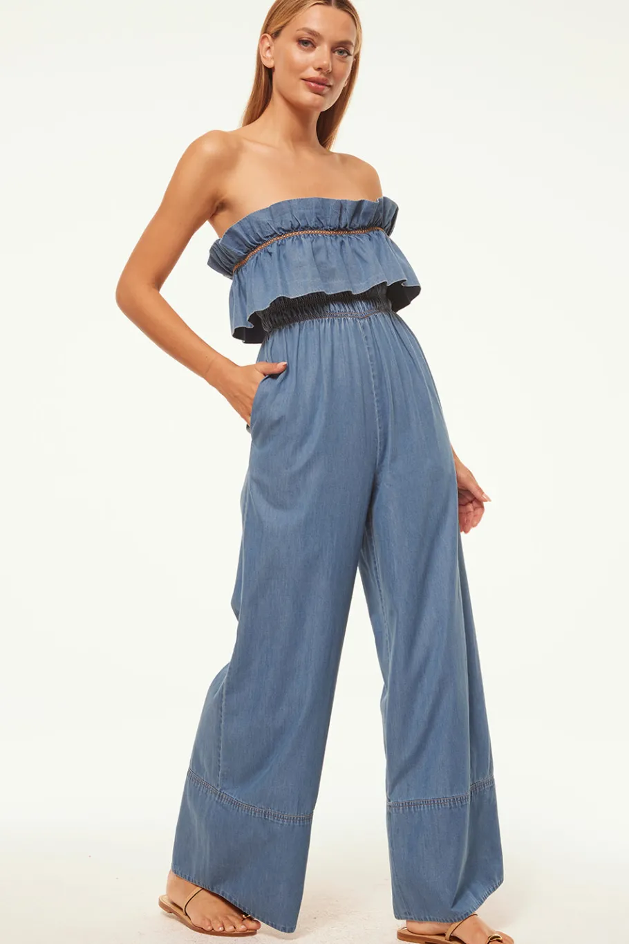 MISA Los Angeles Jumpsuits & Rompers|Jumpsuits & Rompers>CHARLIE JUMPSUIT Bluechambray