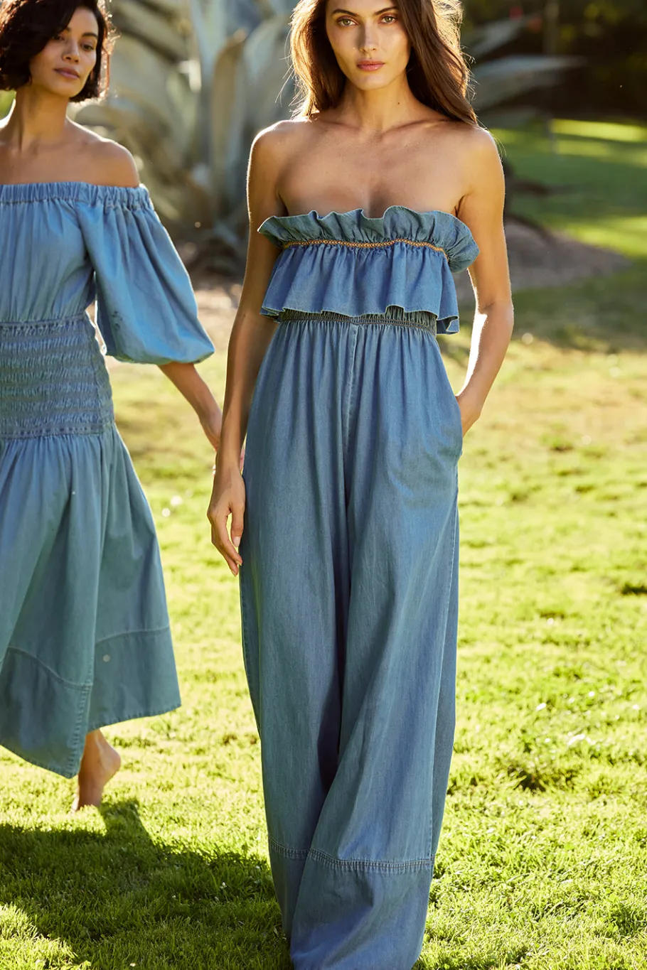 MISA Los Angeles Jumpsuits & Rompers|Jumpsuits & Rompers>CHARLIE JUMPSUIT Bluechambray