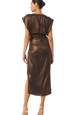 MISA Los Angeles Wedding Guest|Midi>CHARLIZE DRESS Burnishedbronze