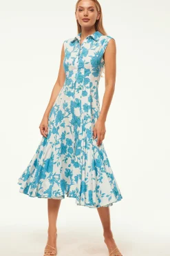 MISA Los Angeles Engagement Party|Midi>CHARLOTTE DRESS Turquoiseflorapoplin