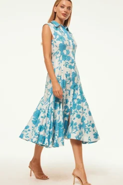 MISA Los Angeles Engagement Party|Midi>CHARLOTTE DRESS Turquoiseflorapoplin