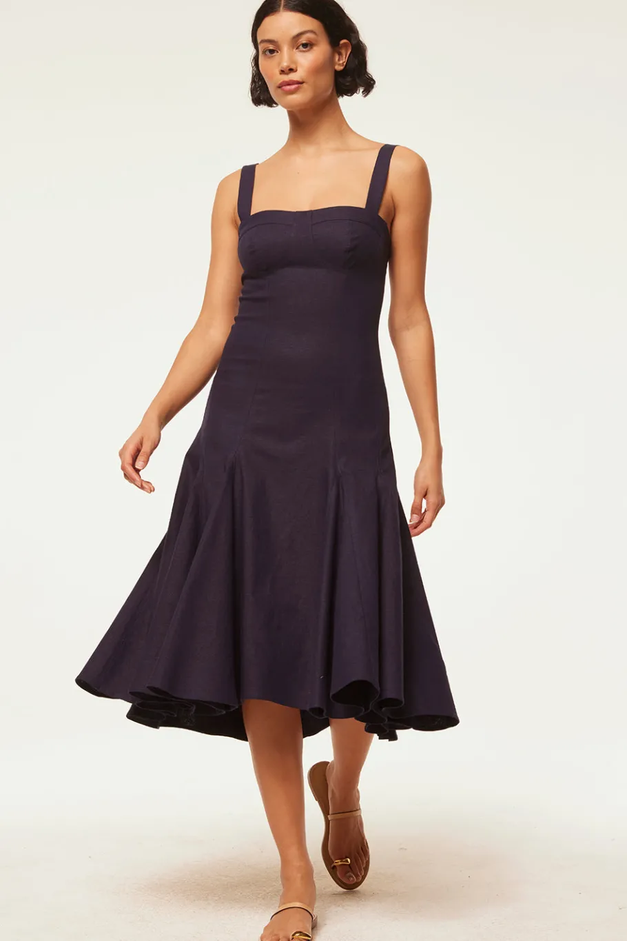 MISA Los Angeles Midi|Dresses>CHERISH DRESS Navylinen