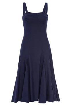 MISA Los Angeles Midi|Dresses>CHERISH DRESS Navylinen