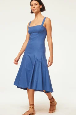 MISA Los Angeles Midi|Dresses>CHERISH DRESS Bluelinen