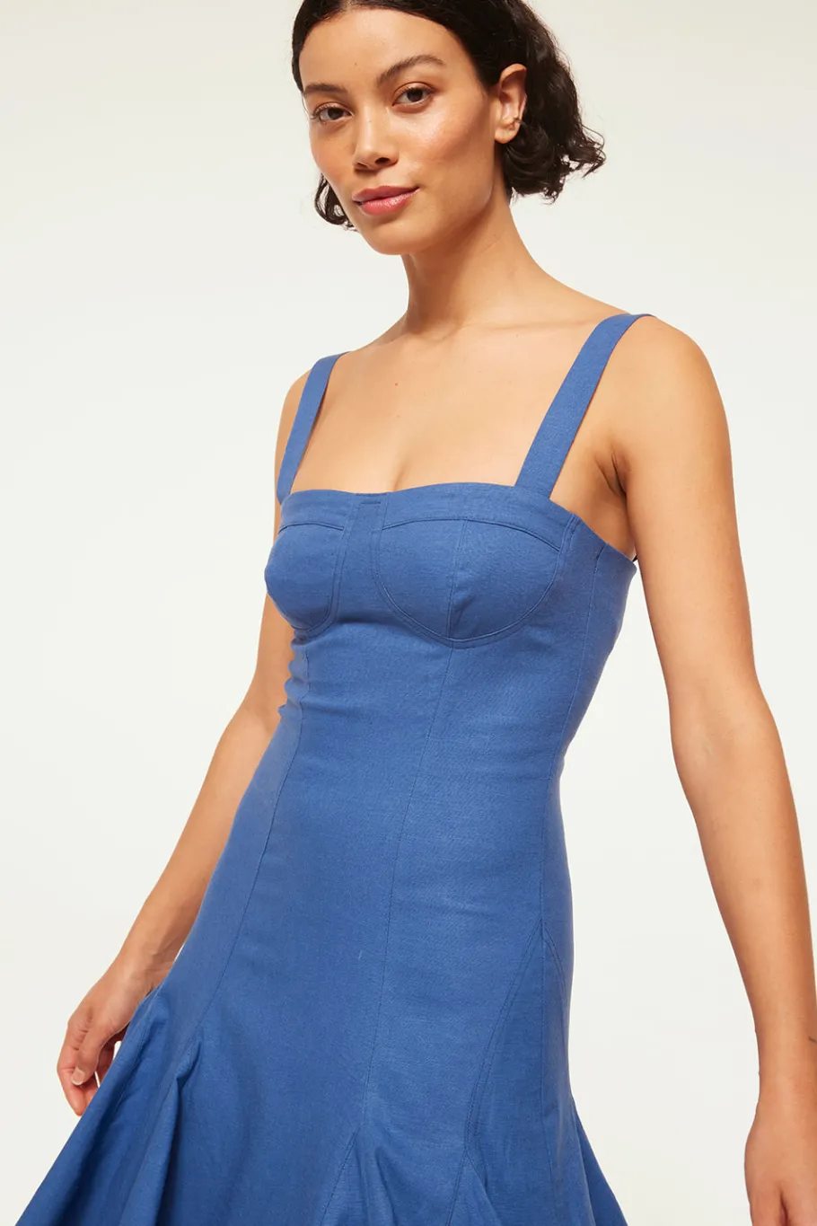 MISA Los Angeles Midi|Dresses>CHERISH DRESS Bluelinen