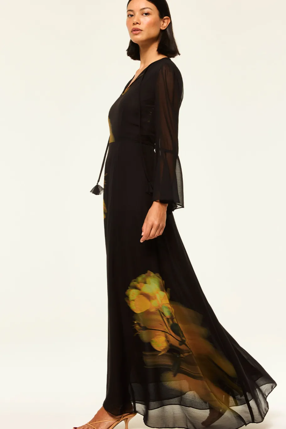 MISA Los Angeles Wedding Guest|Long-sleeve>CLAIRE DRESS Yellowrosechiffon