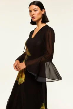 MISA Los Angeles Wedding Guest|Long-sleeve>CLAIRE DRESS Yellowrosechiffon