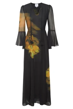 MISA Los Angeles Wedding Guest|Long-sleeve>CLAIRE DRESS Yellowrosechiffon