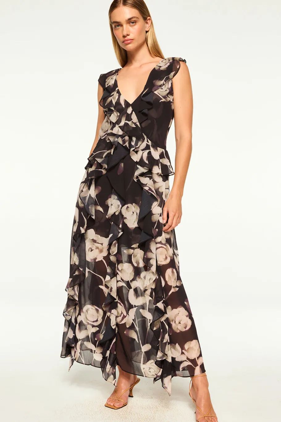 MISA Los Angeles Wedding Guest|Maxi>CLAUDITA DRESS Fadedrosechiffon