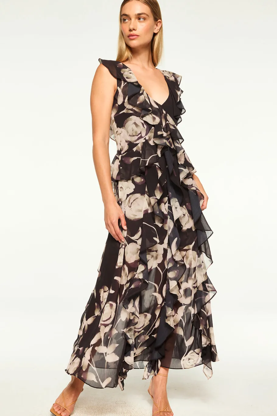 MISA Los Angeles Wedding Guest|Maxi>CLAUDITA DRESS Fadedrosechiffon