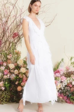 MISA Los Angeles Classic White|Maxi>CLAUDITA DRESS White