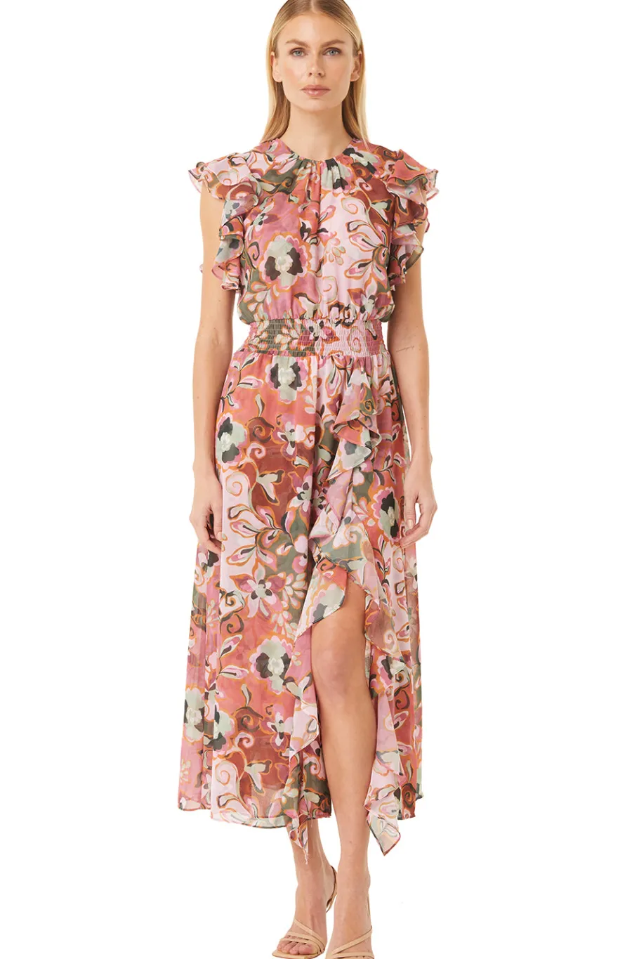 MISA Los Angeles Honeymoon|Midi>DALITA DRESS Resortbatikchiffon