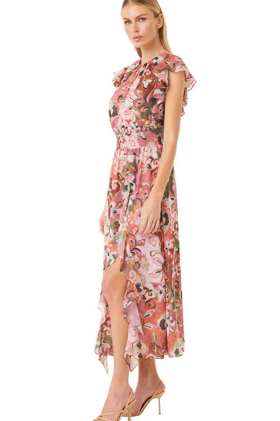 MISA Los Angeles Honeymoon|Midi>DALITA DRESS Resortbatikchiffon