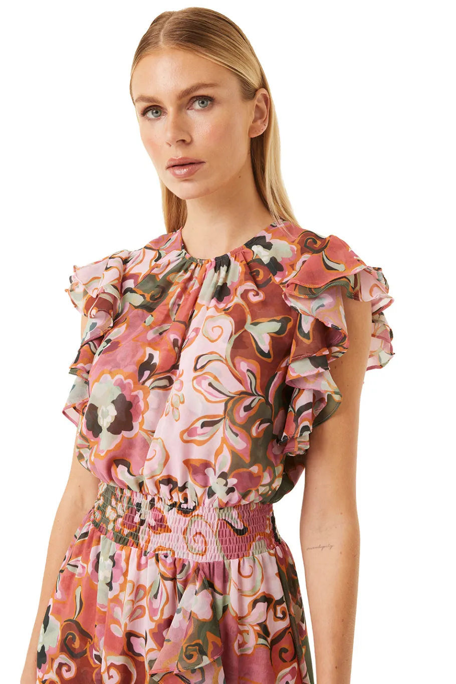 MISA Los Angeles Honeymoon|Midi>DALITA DRESS Resortbatikchiffon