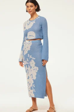 MISA Los Angeles Knits|Matching Sets>DARA SKIRT Bluehibiscusflora