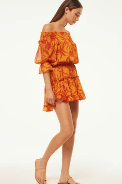 MISA Los Angeles Honeymoon|Misa Classics>DARLA DRESS Atlasfloralpersimmon